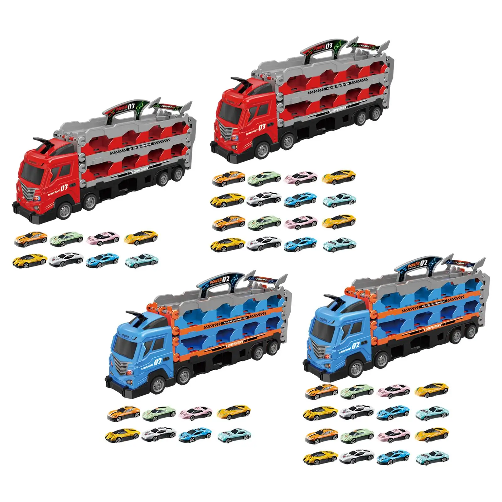 Hauler Transporter 트럭 장난감 세트, 접이식 조기 교육 장난감 트럭, 1, 2, 3 세 어린이 생일 선물