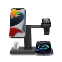 

15W Qi Magnetic Wireless Charger Stand for iPhone 13 12 XS X 8 Apple Watch 4 in 1 Foldable Fast Charging Station For Airpods Pro