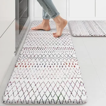 Kitchen Mats 2PCS,Cushioned Anti Fatigue Boho Kitchen Rugs and Mats,Non Slip Waterproof Kitchen Mats for Floor,Comfort Foam 1