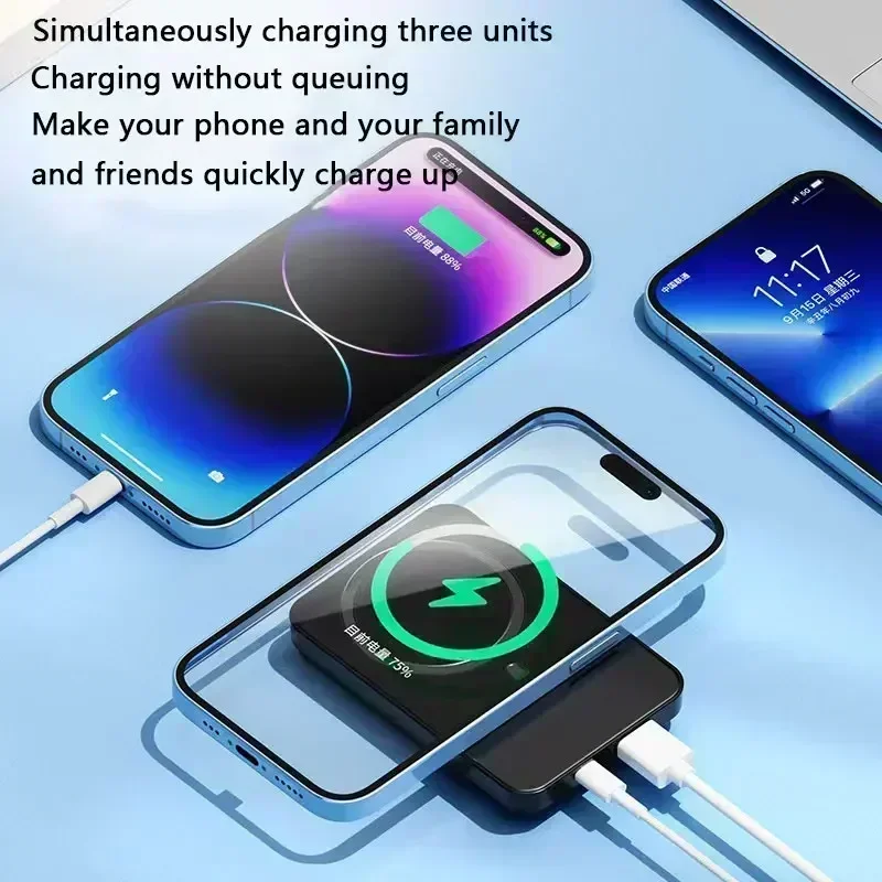 50000mAh Magnetic Qi Wireless Charger Power Bank 22.5W Fast Charging for IPhone Huawei Xiaomi Mini Powerbank