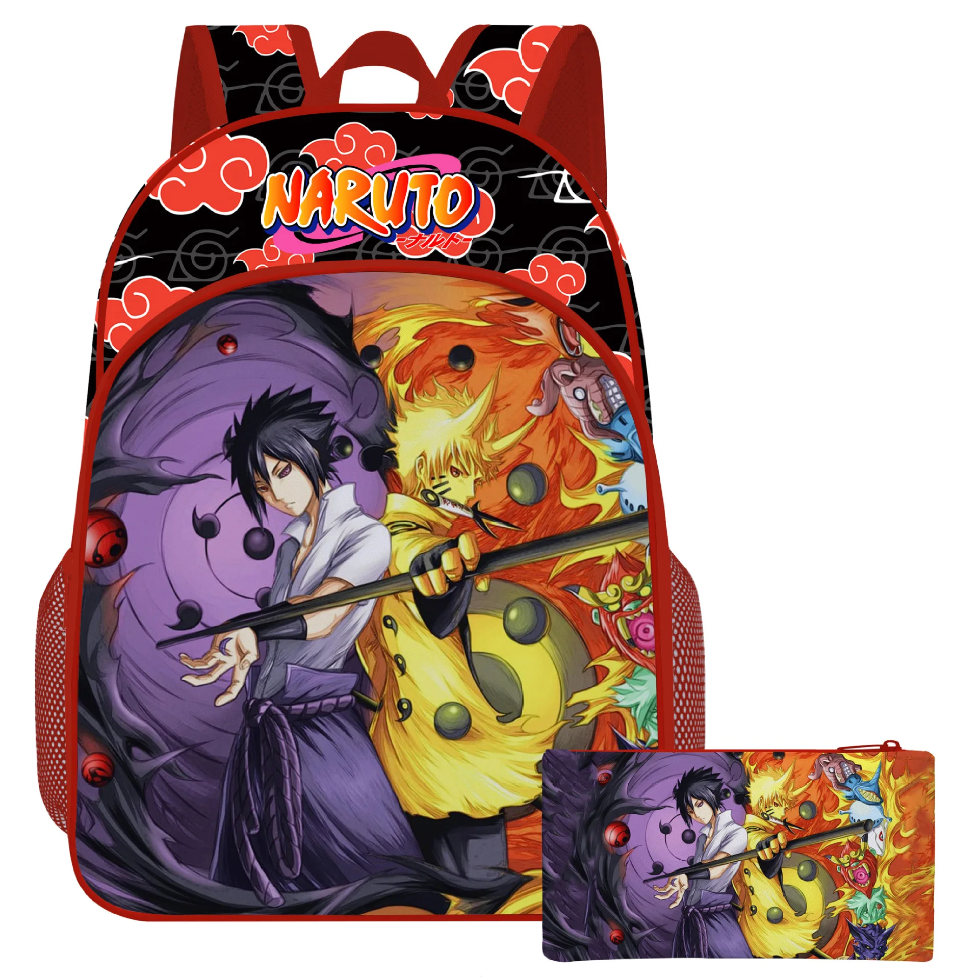 

Naruto Peripheral Student School Bag Shoulder Bag Pencil Case Three-piece Set Backpack Shoulders Outdoor Bag Beautiful Fashion