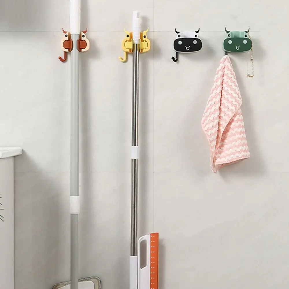 

Toilet Horn Mop Clip Strong Traceless Super Strong Load-bearing Wall Mounted Mop Hook Bathroom Non Perforated Mop Holder