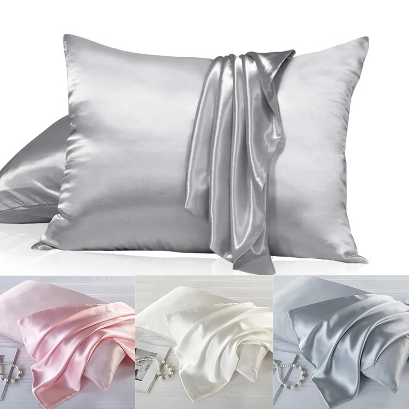 

100% Nature Pure Silk Pillowcase Mulberry Emulation Silk Pillow Case For Standard Pillows Pillowcover Bedding Mooth Pillow Cover