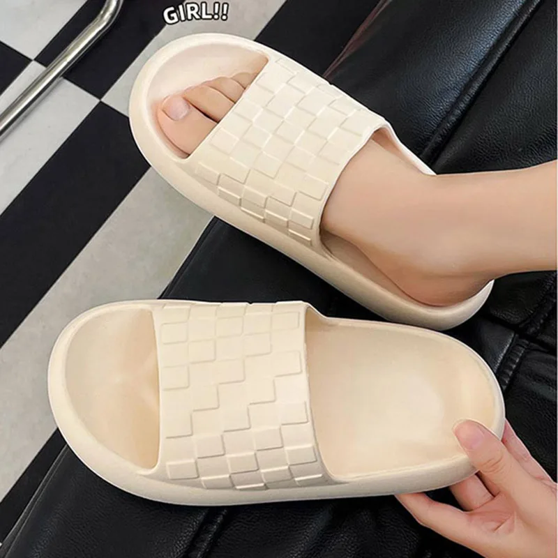 Summer Platform Slide Sandals Woman Classic Quilted Mules Ladies Outdoor  Thick Sole Checkered Slippers - AliExpress