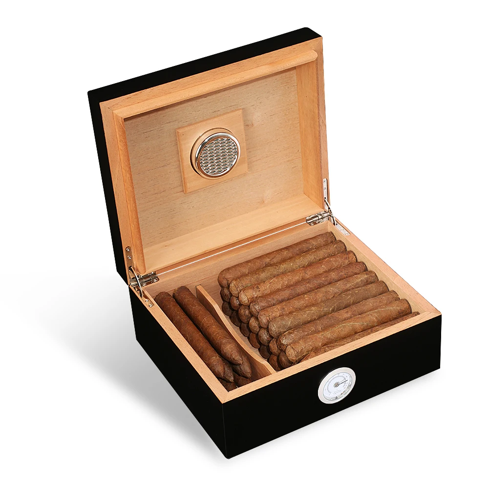 GALINER Cedar Wood Cigar Humidor Luxury Cigar Storage Box Fit 35 Cigars  With Hygrometer Humidifier Ashtray Leather Cigar Case - AliExpress