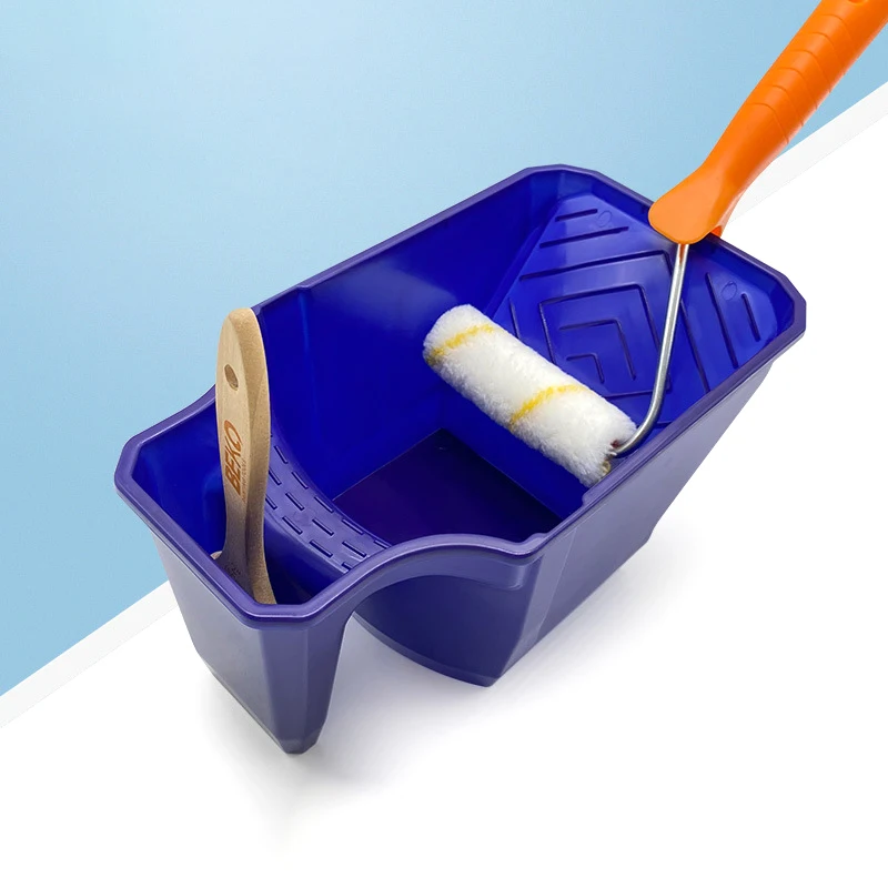 كوب طلاء محمول مقاس 4 بوصات مع إطار دوار - مادة  متينة، سعة كبيرة، سهلة المطابقة للفرش والبكرات، رمادي