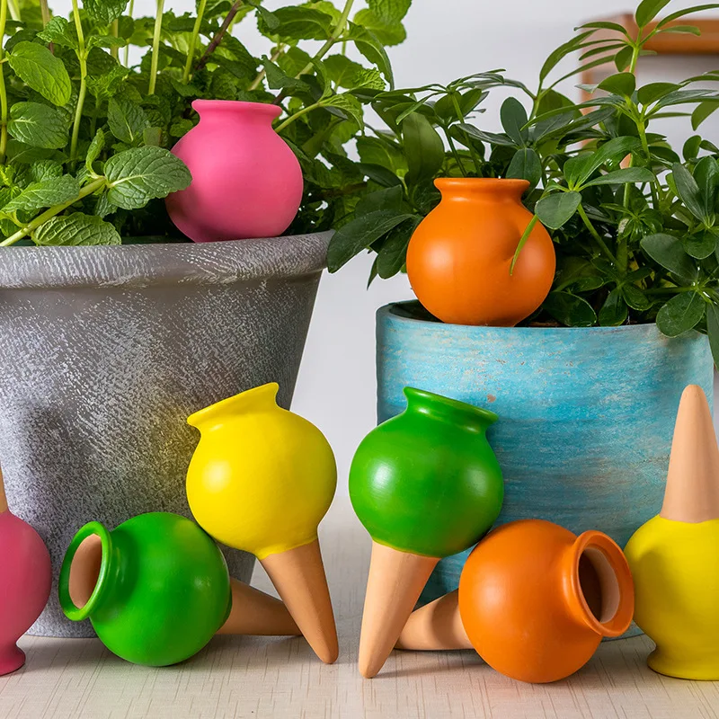 

4Pcs Small Wine Bottle Automatic Plant Dripper Terracotta Potted Plant Watering for Indoor Outdoor Garden Yard Warering