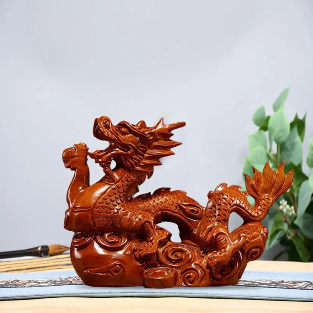 

Dragon Ornament Chinese Zodiac Dragon Statue Wooden Figurine for Year of Dragon Decor Wealth Good Luck 2024 Year of Dragon Decor