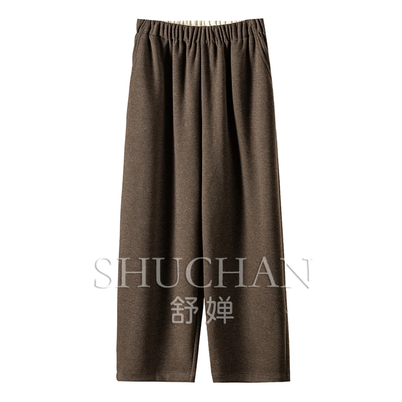 

SHUCHAN korean fashion COTTON Polyester Wool Viscose Ankle-Length Pants Office Lady LOOSE pantalones de mujer