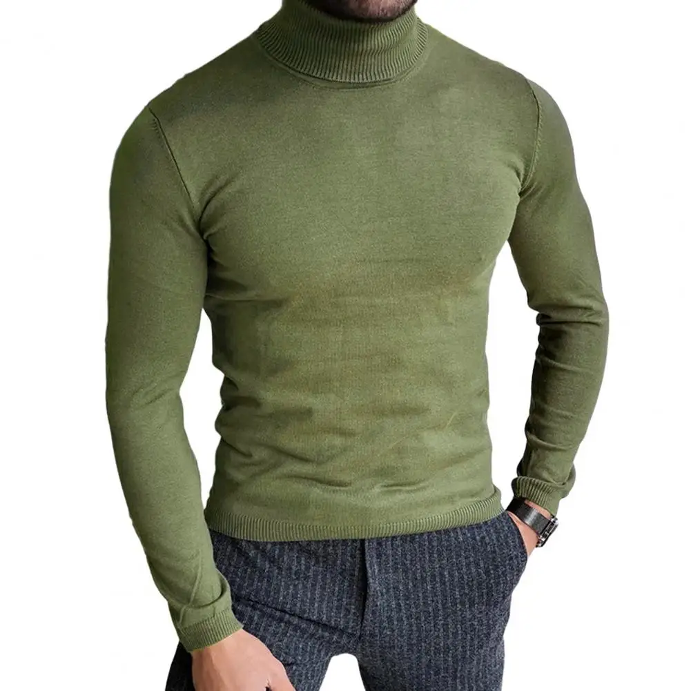 

Autumn Men Knitting Sweater Turtleneck Long Sleeve Solid Color Pullover Tops Knitwear sueter masculino