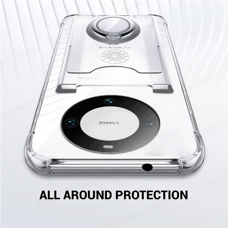 Shockproof Transparent Wallet Phone Case with Ring Holder and Card Slot