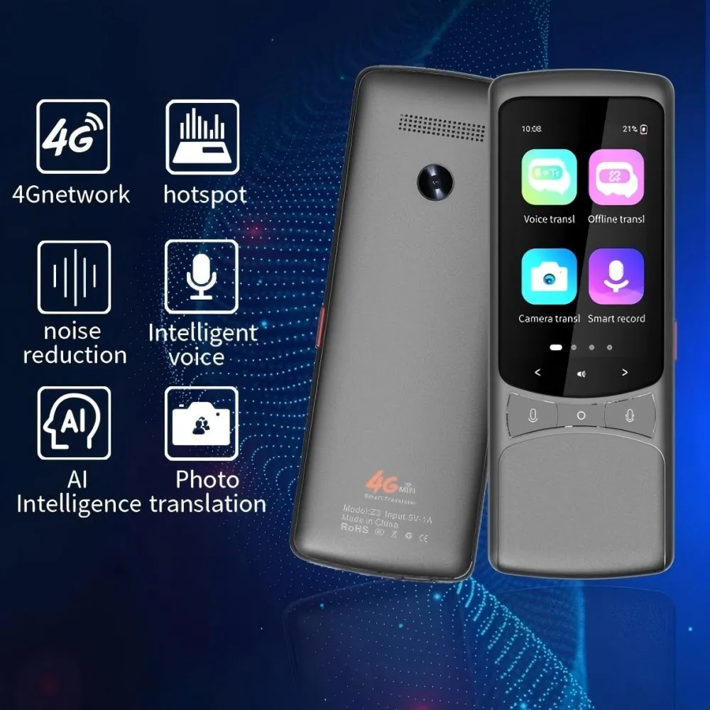 4G Intelligent Voice Translation Machine Accurate Offline Vietnamese Arabic Russian Translate Foreign Trade Z3 Translator Device
