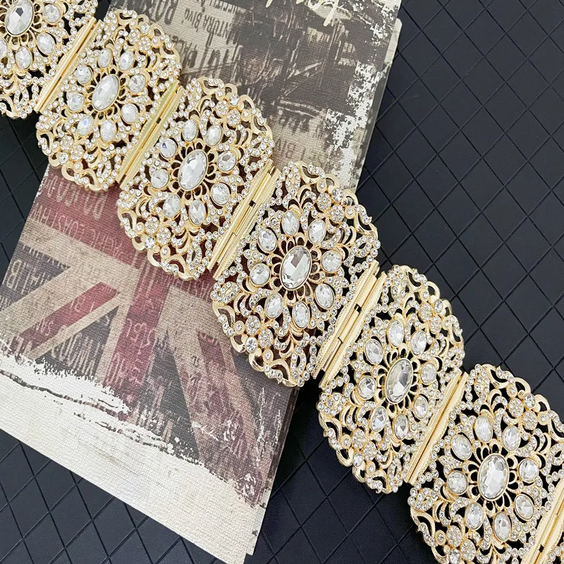 

Arabian classic fashion women's belt metal belt chain bridal luxury belt rhinestone inlay length adjustable belt