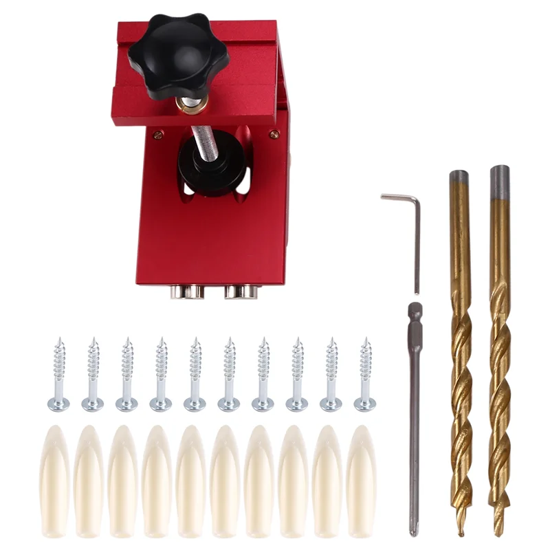 VELIF-Pocket Hole Drill Guide Dowel Jig, Aluminium Oblique Hole Locator Drilling Kit Woodworker DIY Tools With 9Mm Drill – Detail 5
