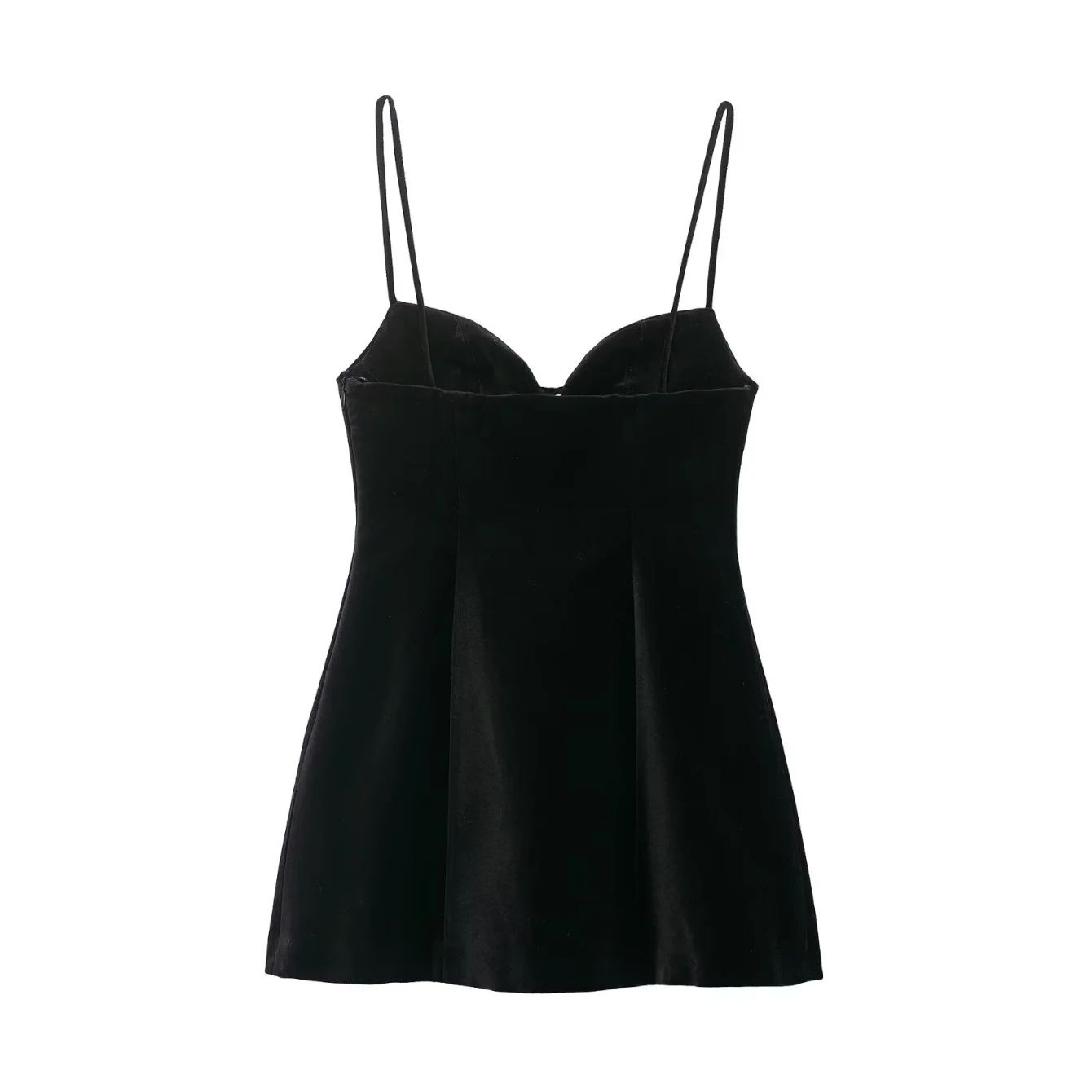 Women's Dress Summer New Female Spaghetti Strap V-Neck Short Dress Female Flared Hem Sexy Fashion Holiday Party Mini Black Dress