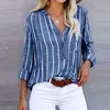 Casual Loose Striped Shirts For Women 2023 Autumn Vintage Women's Oversized Shirts And Blouses Fashion Elegant Youth Female Tops 1