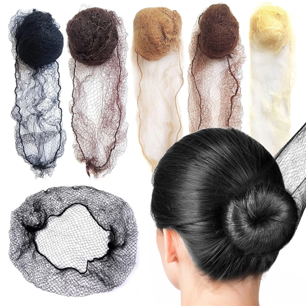 Hair Nets 20/60pcs Invisible Nylon Durable Disposable Ballet Bun Cover Snoods 5mm Elastic Edge Mesh for Dance & Performance
