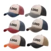 Custom Logo Baseball Cap Washed Hole Peaked Caps Women Summer Mesh Adjustable Dad Hat Men Outdoor Sport  Classical Trucker Cap 1