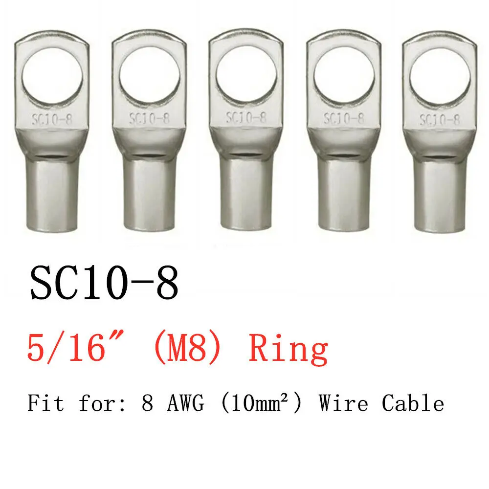 Copper Wire Lugs 4-25mm Assortment Tinned Ring Crimp Terminals Battery Wire Welding Cable Connectors 100/50/25/10PCS
