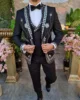 Luxury Design version Beaded Wedding Suits For Men Male Prom Blazers Outfits 3 Pieces Groom Tuxedos Customized Costume Homme 2