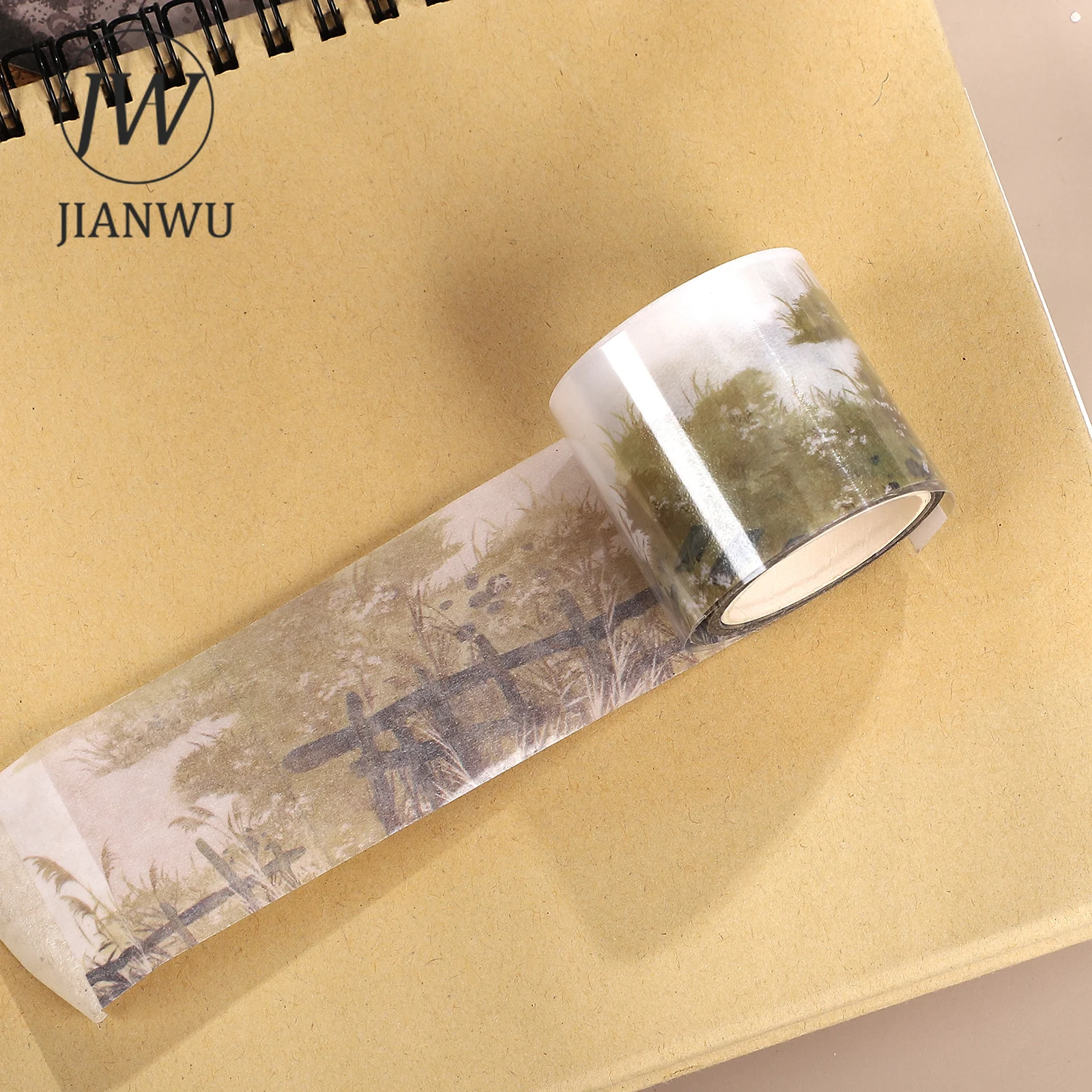 JIANWU 40mm*200cm 빈티지 가을 초원 풍경 소재 콜라주 스크랩북 PET 테이프 창의적인 DIY 저널 문구류