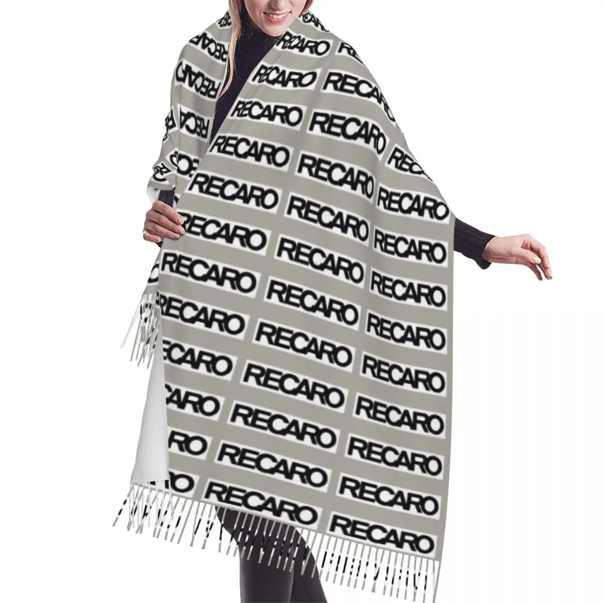 

Customized Printed Recaros Logo Scarf Women Men Winter Warm Fashion Versatile Female Scarves Shawl Wrap