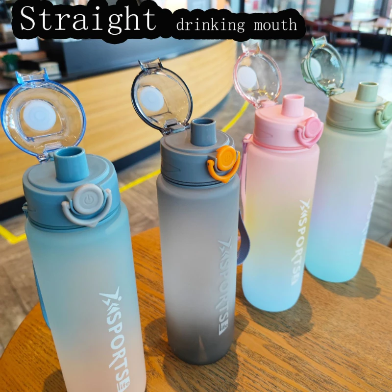 32 oz Motivational Water Bottle with Time Marker & Straw - BPA Free &  Leakproof Tritian Frosted Portable Reusable Fitness Sport 1L Water Bottle  for Men Women Kids Student to Office Gym