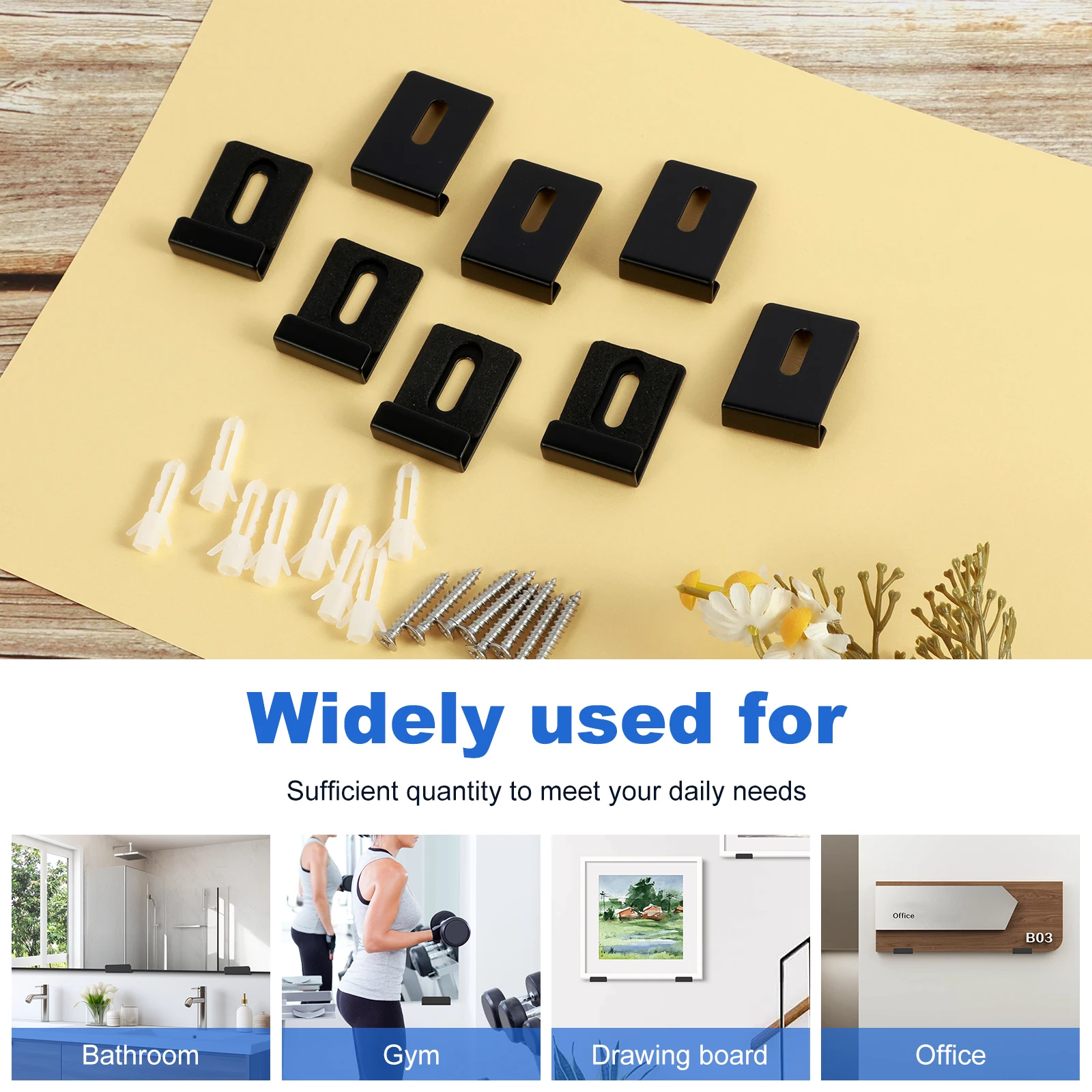 Metal Mirror Clips Wide Channel Hanger Large Heavy Retainer Clips with Screw for Wall Mounting Frameless Billboard 12PCS/Set photography clamps