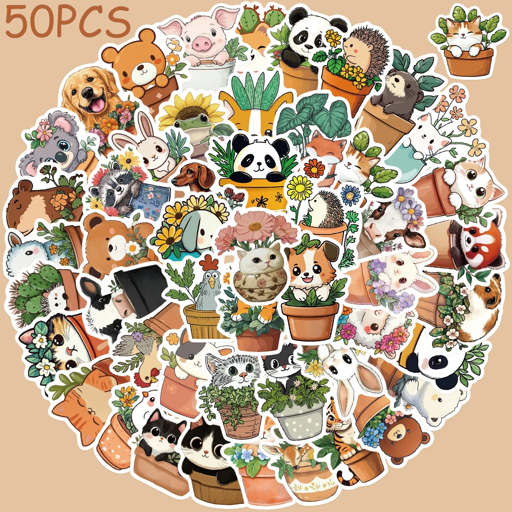 Cartoon Stickers Decorative 50pcs For Phone Scrapbook Luggage Guitar DIY Aesthetic Stickers Creative Gifts