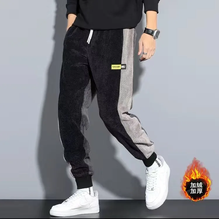 

Winter Lambswool Warm Casual Pants Men's Fitness Jogging Sweatpants Male Solid Drawstring Bottoms Fleece Straight Trousers M-5XL