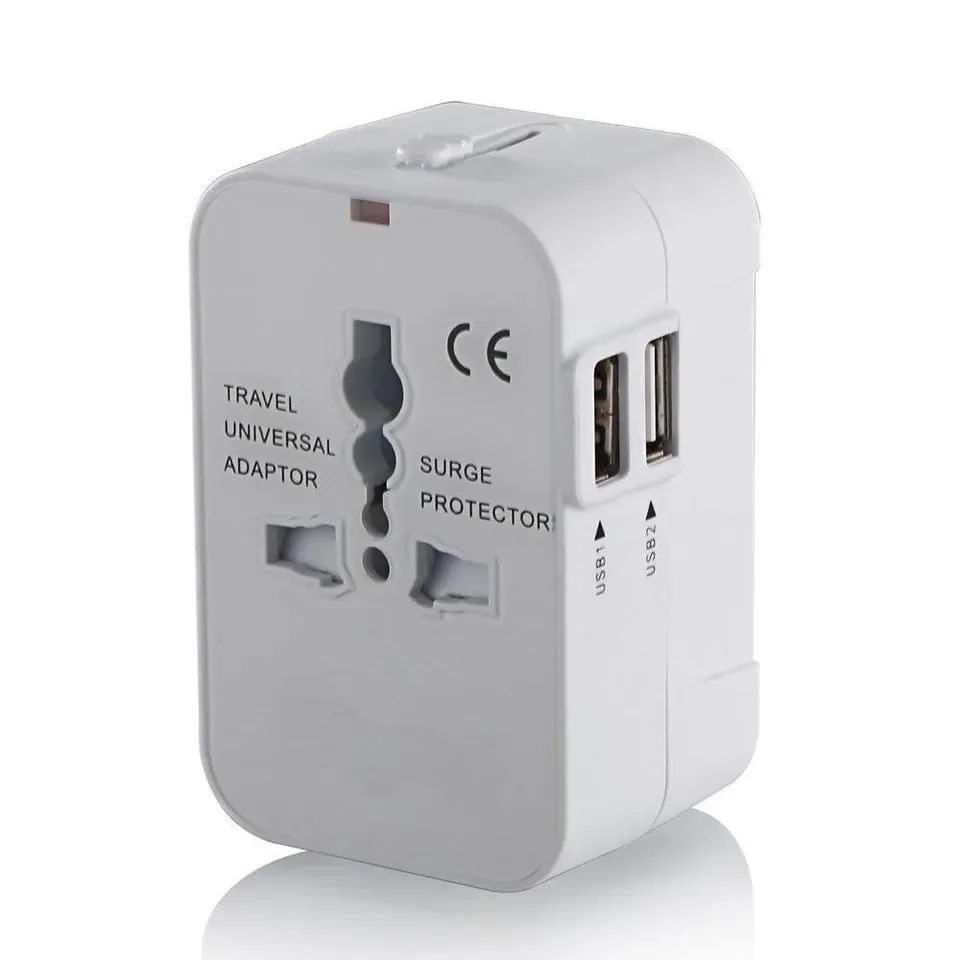1pc Travel Adapter with 2 USB Charging Ports, Dual USB thumbnail 1