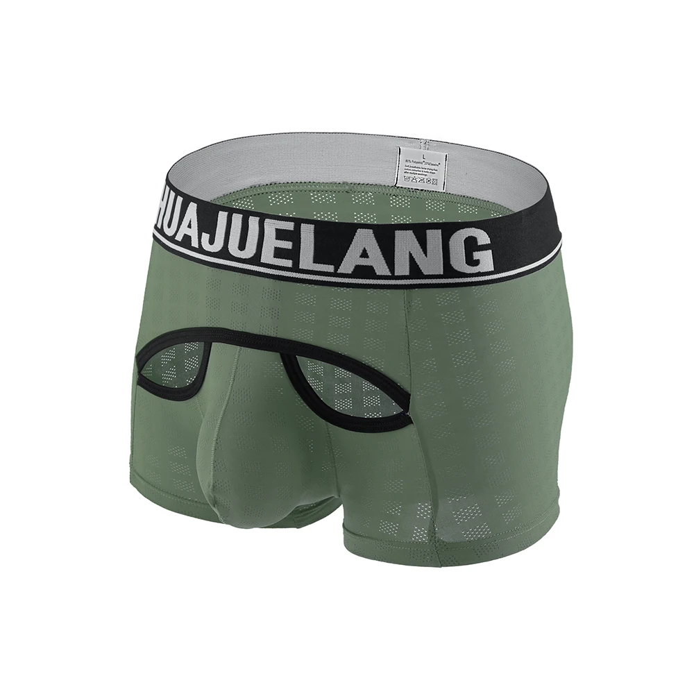 Boxer And Underpants Men\'s Mesh Panties Boxer Shorts Open Front Briefs Men\'s Beach Trunks Elastic Panties Bulge Briefs Underwear