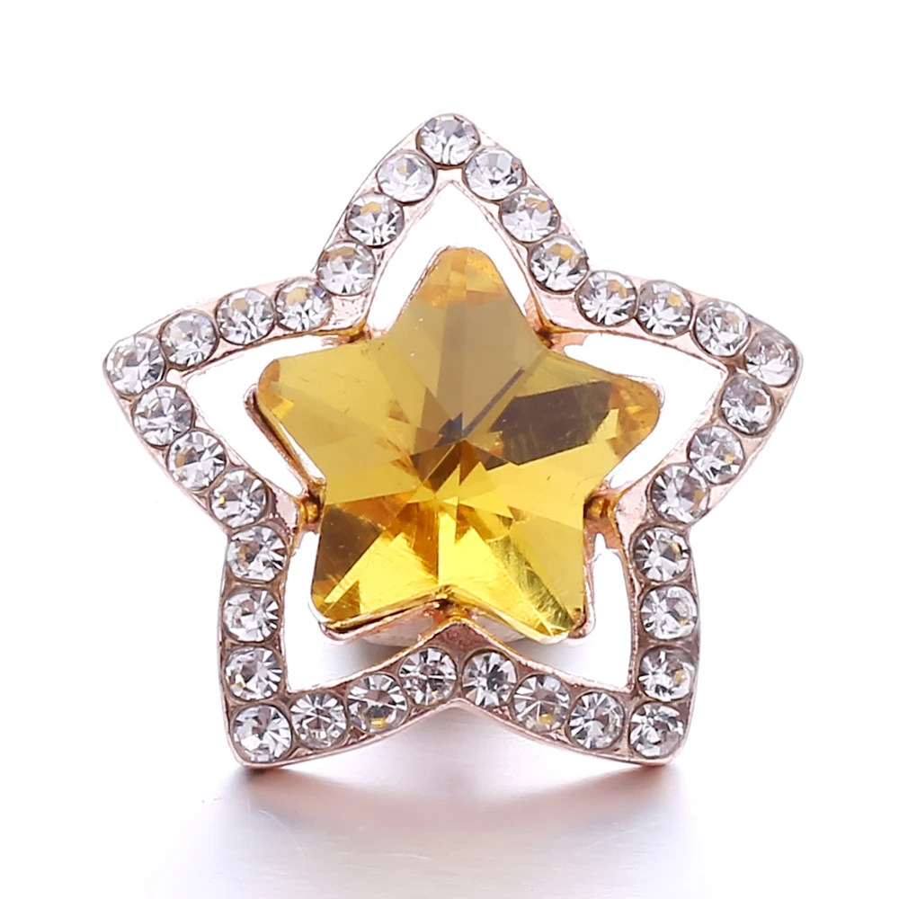 20PCS New Snap Button Jewelry Rhinestone Star 18mm Metal Snap Buttons Fit Snap Bracelet Bangle Necklace