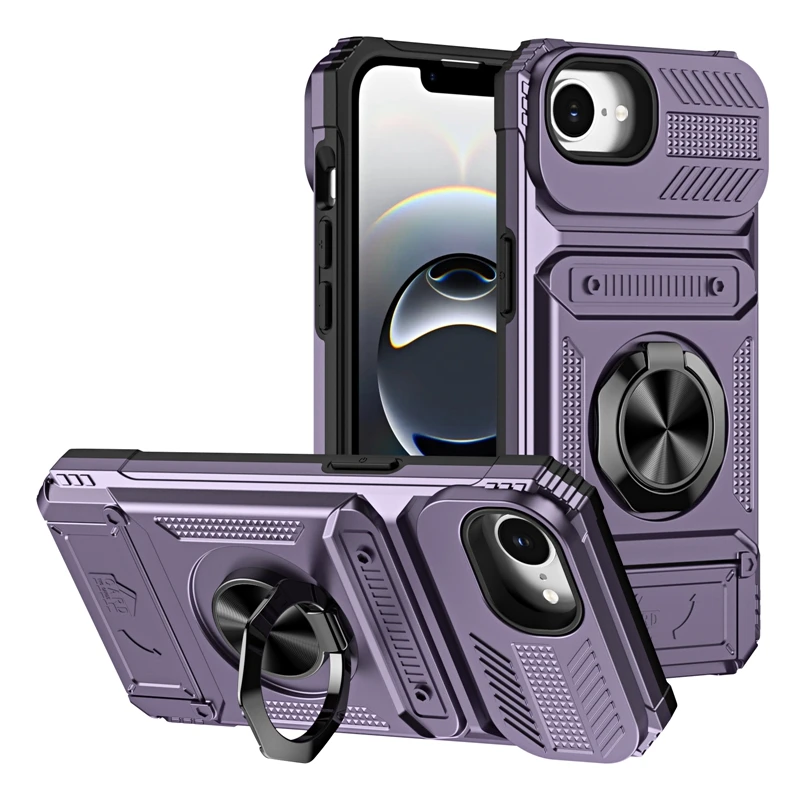 Shockproof Magnetic Car Holder Case with Card Slot – Ring Armor Back Cover