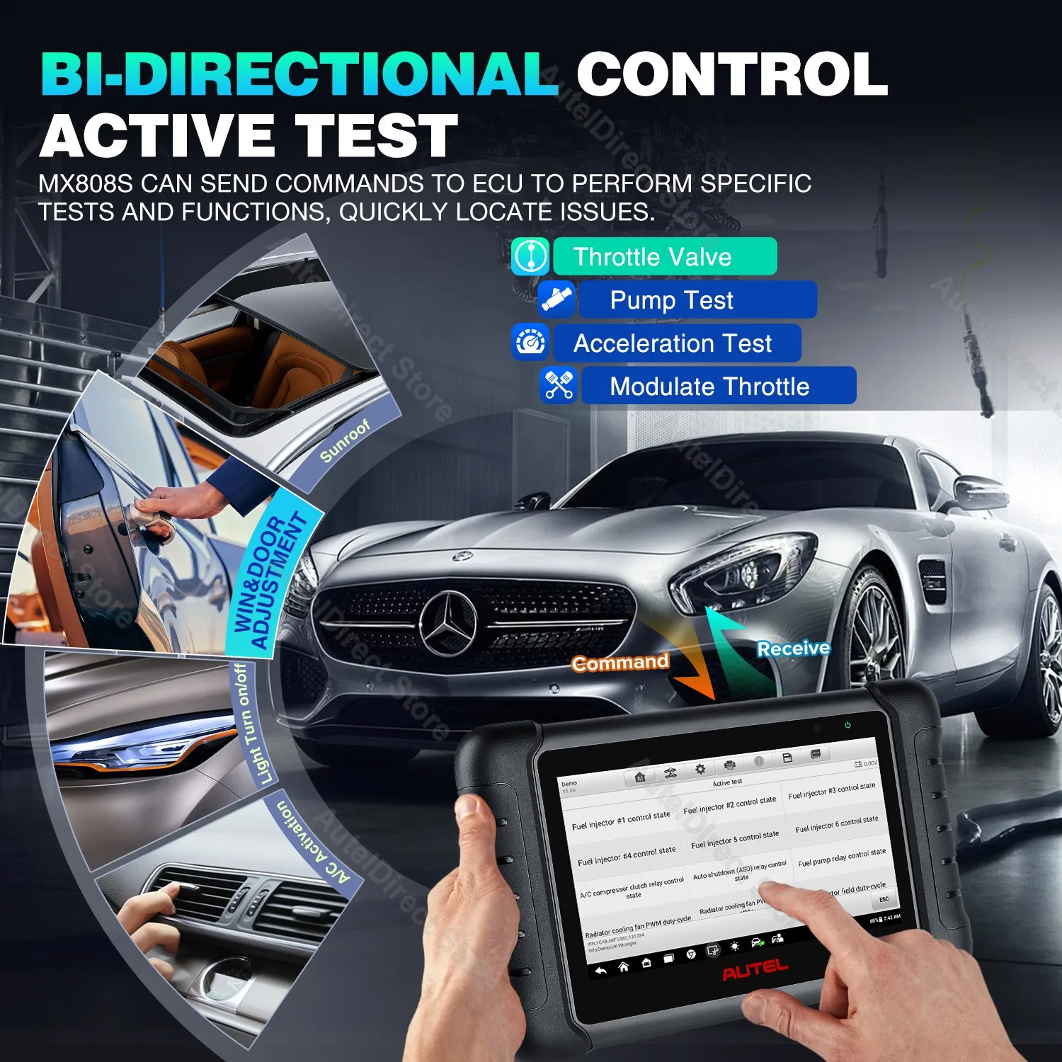 Autel Scanner Maxicheck MX808S Diagnostic Tool Cheapest Autel Tablet Model with Android 11, 4+64GB, Wired Version of MK808BT PRO