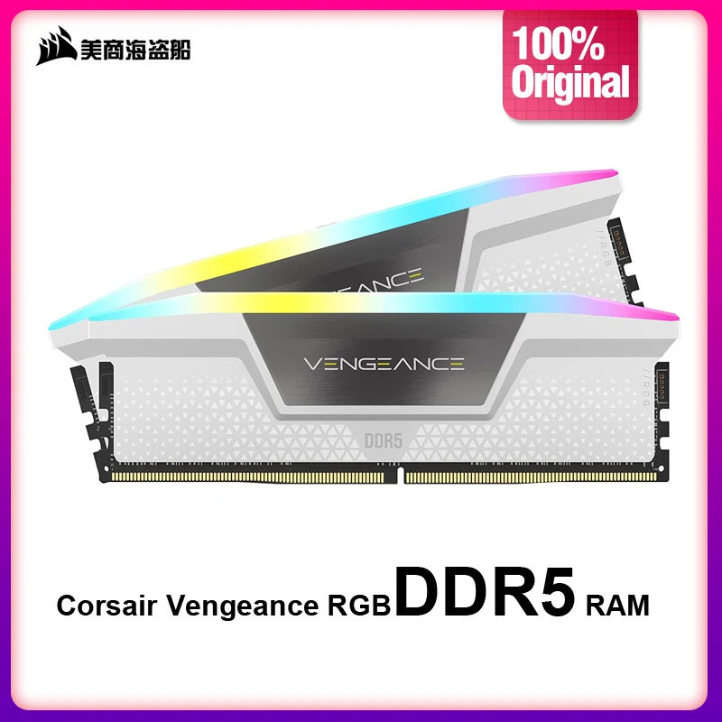 CORSAIR VENGEANCE RGB DDR5 RAM 32GB (2x16GB) 7200MHz CL34 Intel XMP iCUE  Compatible Computer Memory - Black (CMH32GX5M2X7200C34)