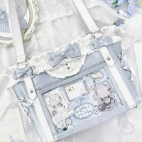 New Fashion Design for Girls Y2K Ulzzang Ita Bag Sweet Preppy Style Shoulder Bag for Women Large Capacity Ribbon Bow Tote Bag