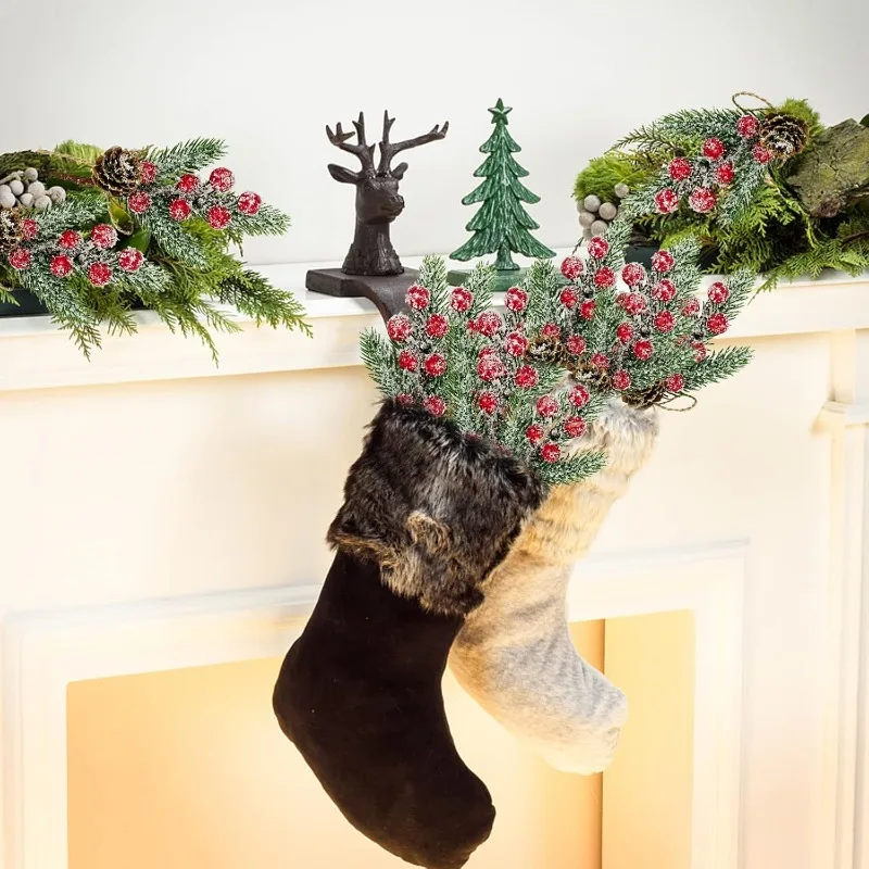 10 Branches De Baies Rouges Artificielles 15 Cm - Décoration Noël, Sapin, Couronne, DIY, Couleur Rouge Vif