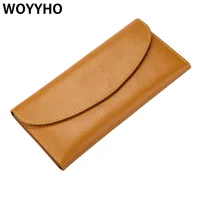 WOYYHO Solid Leather Purses for Women, Fashion Long Wallet, Light Weithed Outdoor Portable Hand Bags 1