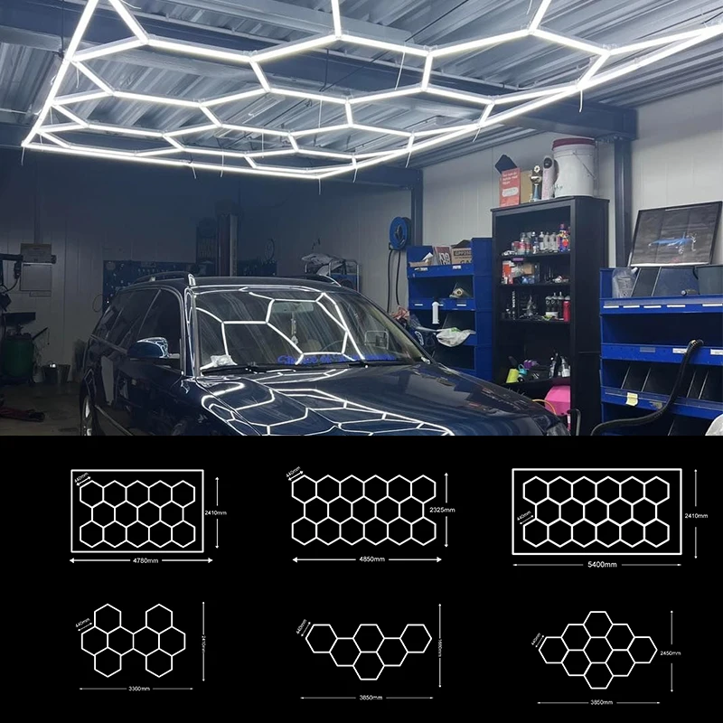 

Hexagon Led Light Garage Light Honeycomb Led Lamp 110V-240V Led Tube Ceiling Lights For Auto Car Body Repair Led Workshop