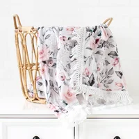 Baby Blankets Newborn Cotton Muslin Swaddle Blanket Baby Blankets Tassel Fringe Swaddle Blanket Diaper Baby Gauze Bath Towel 2
