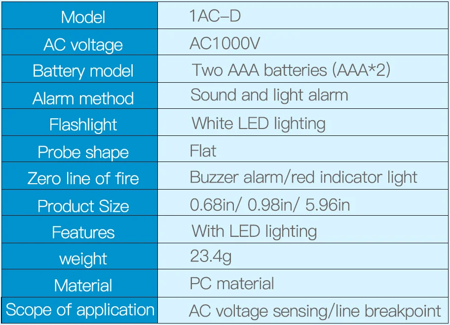 Description Picture 2 of itemAMITOU 1AC-D AC Voltage Detectors Digital Non-Contact Test Pencil Electric Voltage Meters 90-1000VAC line Breakpoint Tester