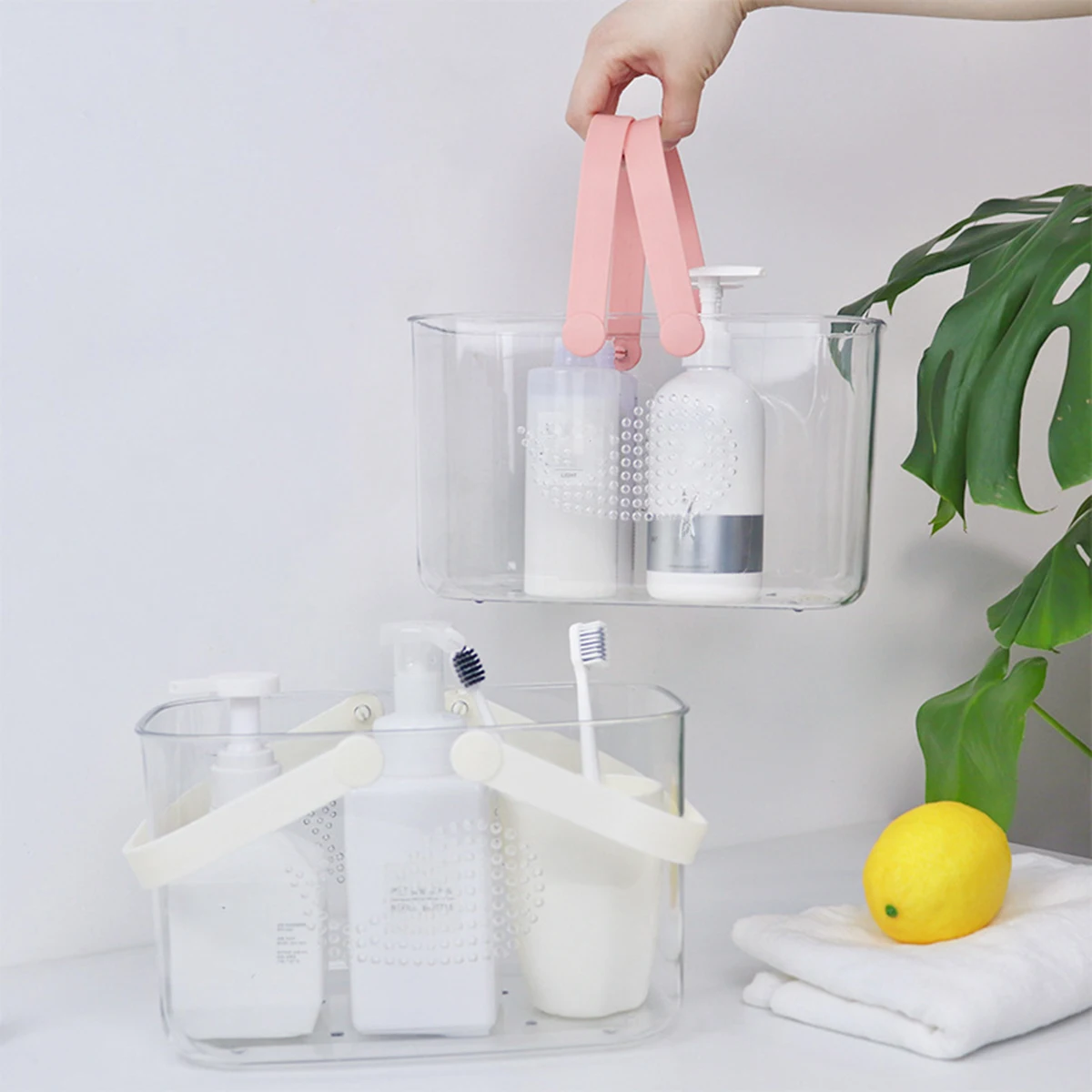 Portable Whale Shower Caddy with Handle Translucent Bathroom Storage Basket for Bathing Essentials College Dorm shower caddy basket