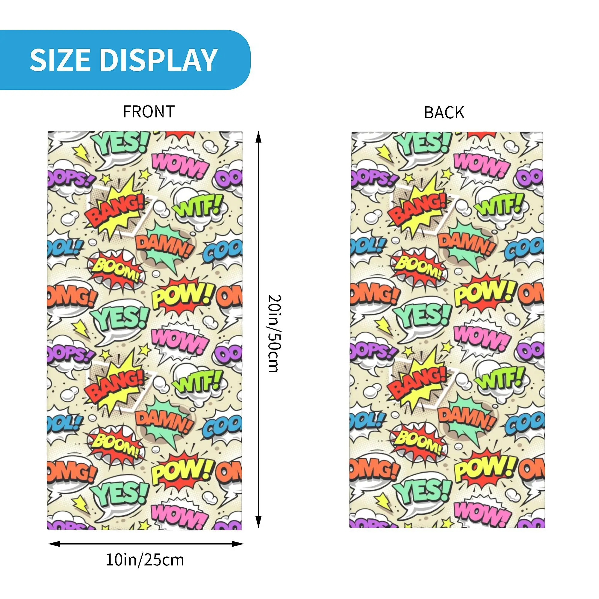 Comic Book Bandana Neck Gaiter Wrap Scarf Headband Warmer for Hiking Cycling Men Women