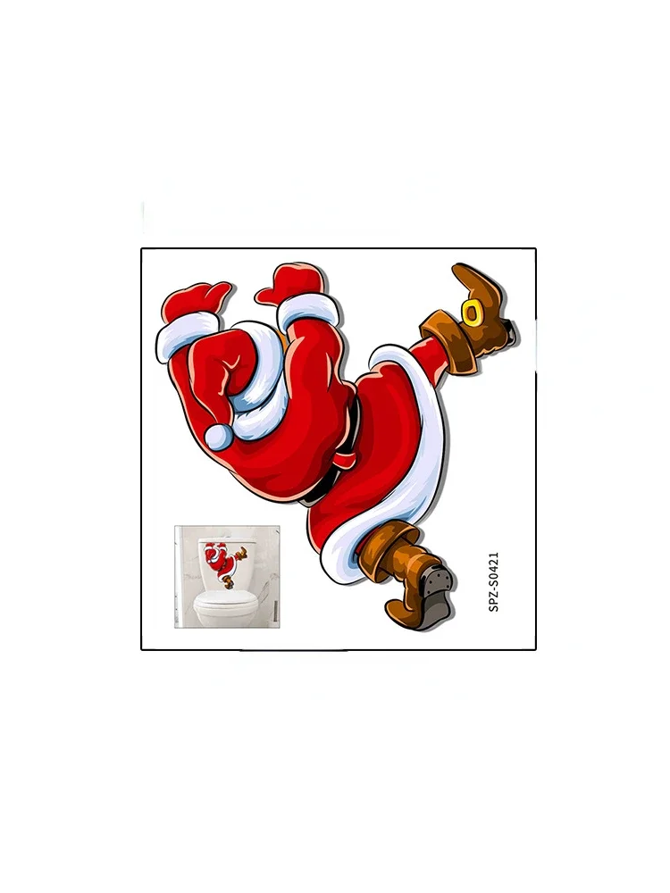 Santa Funny Toilet Decoration Self Adhesive Wall Stickers PVC Bathroom Toilet Stickers Bathroom