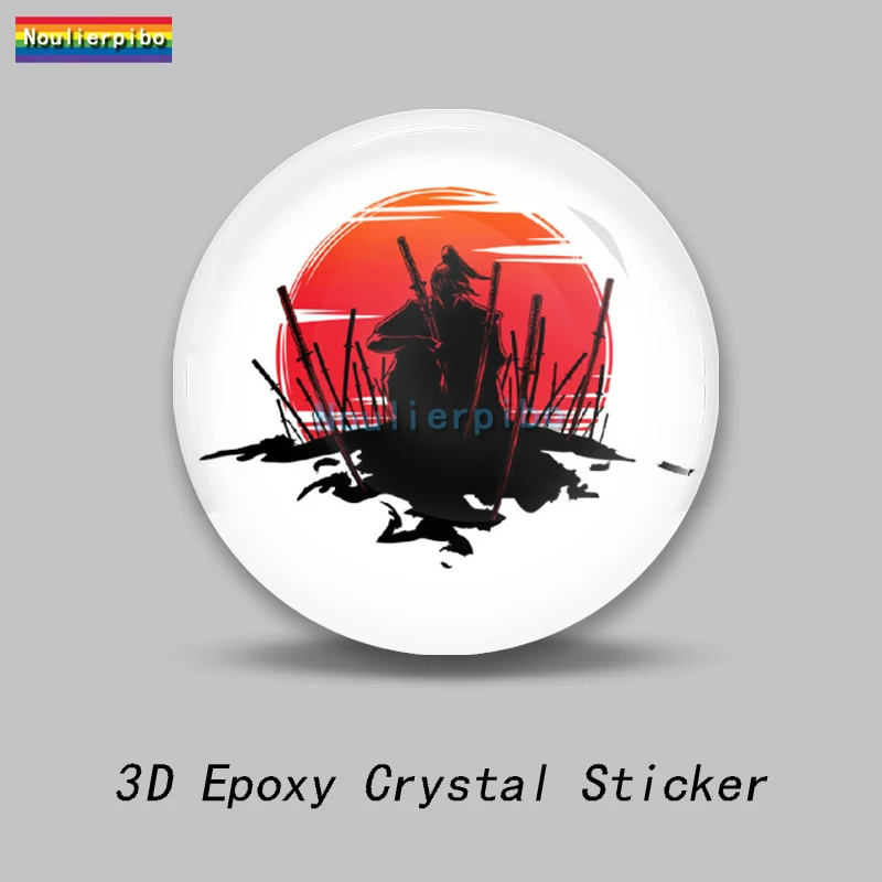 3D Stereo High Quality Epoxy Dome Car Sticker Japanese Samurai Sun Shi Blood Crow PVC Car Phone Laptop Trolley Case Vinyl Decal