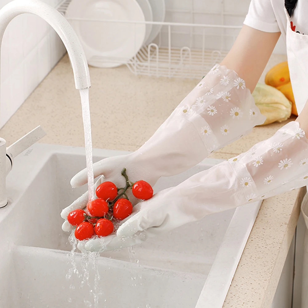 Winter Waterproof Rubber Latex Velvet Gloves Household Kitchen Durable Cleaning and Washing Clothes Gloves 5