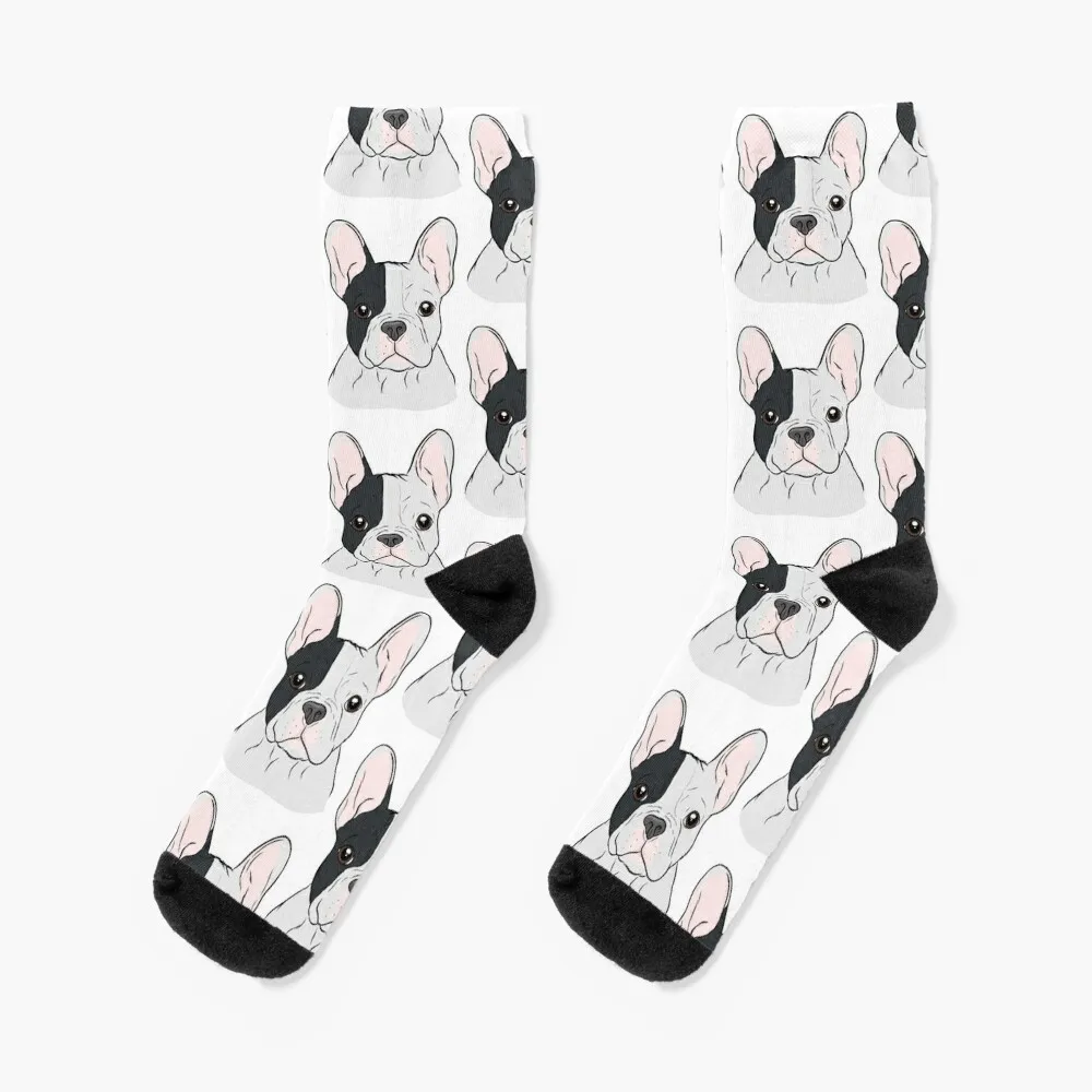 

White and Black French Bulldog Socks socks Men's moving stockings christmass gift Socks Men Women's