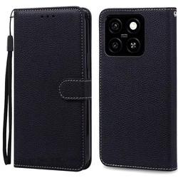 Leather Wallet Flip Cover - Durable Silicone Phone Case with Card Holder - ZTE Blade A55 (Black)