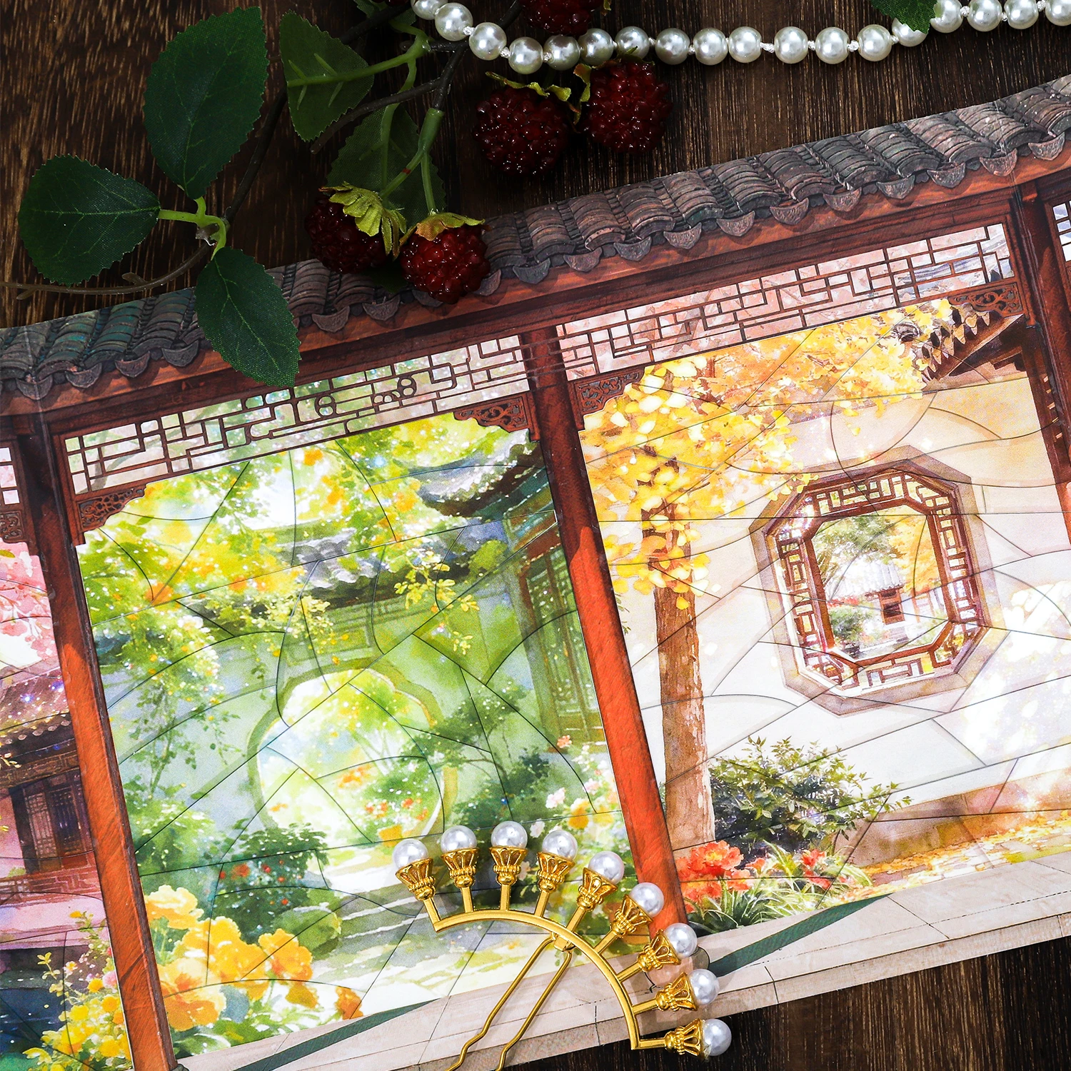 귀여운 자연의 야생 풍경 3D 해변 장면 풍경 스티커 DIY 포켓 캐빈 장면 축제 선물 ?